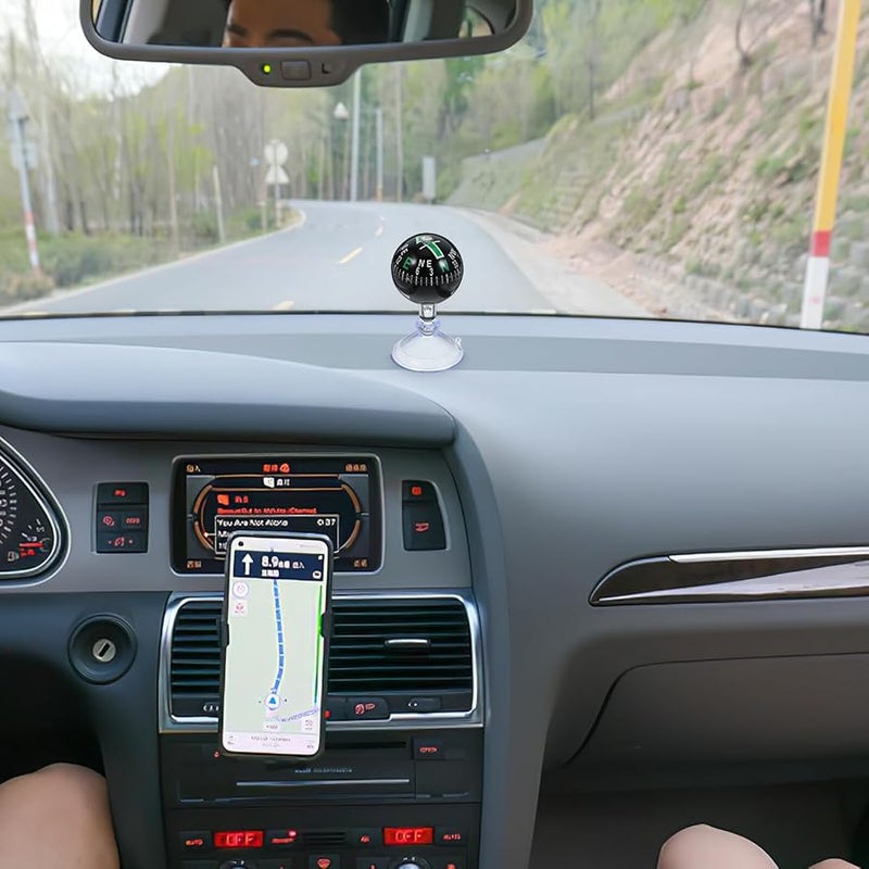 البوصلة الخضراء المصغرة للوحة القيادة مقاس 38 مم مع كوب شفط للسيارات والقوارب - Image 3